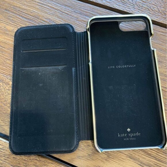 KATE spade ♠️ wallet iPhone case. Excellent condition. Black and gold. - Picture 4 of 8